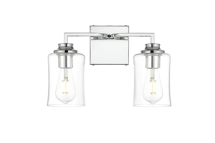 Elegant Ronnie 2 Light Chrome and Clear Bath Sconce LD7314W14CH CLOSEOUT
