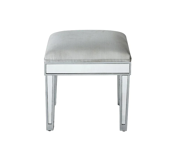 Elegant Dressing Stool 18In. Wx 14In. D x 18In. H in Antique Silver Paint MF72007