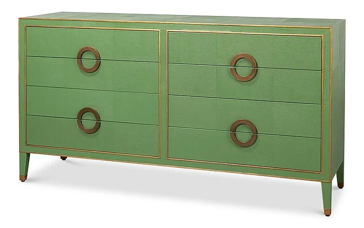 Sarreid Gabriella Chest Of Drawers in Watercress Green and Gold 54002-3