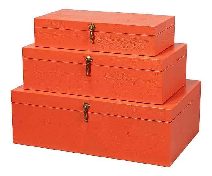 Sarreid Cosmos Nesting Boxes in Orangeade 54007-6 (Set of 3)