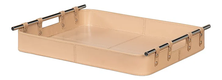 Sarreid Safari Leather Tray in Mushroom 54008-5