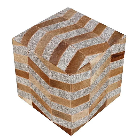 Moti Furniture Kobe Pouf in Grey/Rust 54011019