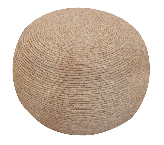Moti Furniture Ellis Wool Pouf with Polyester Fill in Beige 54011029