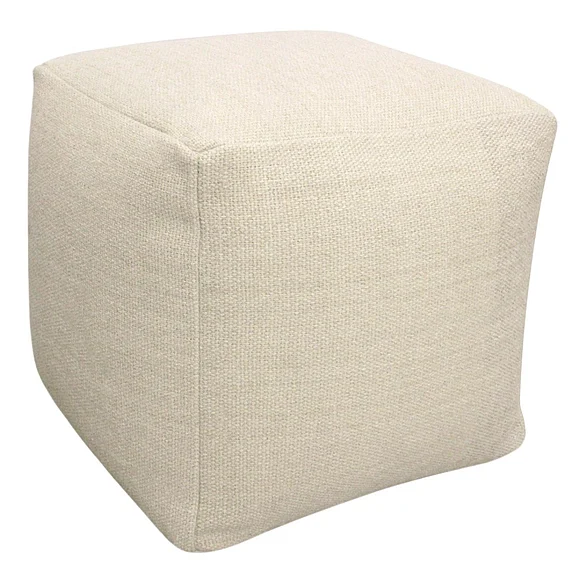 Moti Furniture Remi Wool Pouf in Ivory 54011032
