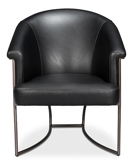 Sarreid Ltd. Nagel Distilled Leather Chair in Black 54058 CLOSEOUT