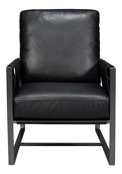 Sarreid Ltd. Edmonds Distilled Leather Chair Onyx Blk in Brown 54062 CLOSEOUT