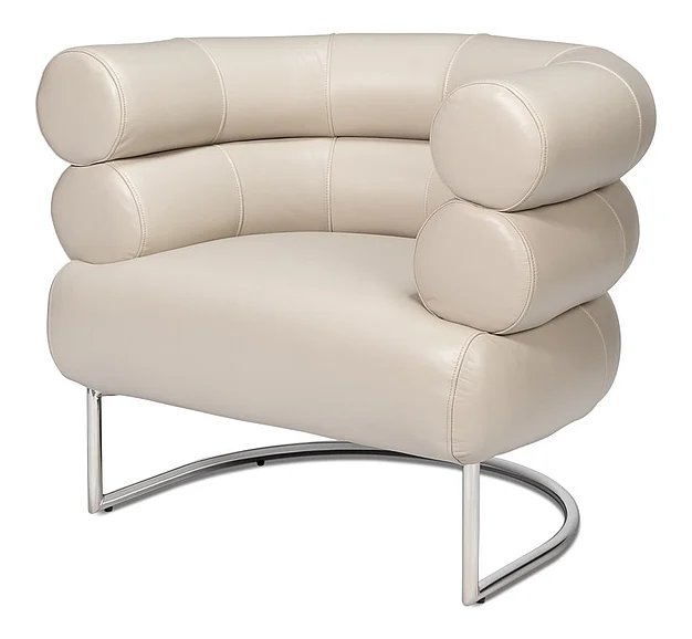 Sarreid Rondo Occasional Leather Chair in Crystal White 54066 CLOSEOUT