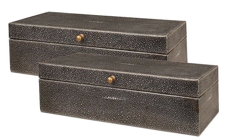 Sarreid Gatsburg Shagreen Box in Antique Grey 54078-1 (Set of 2)