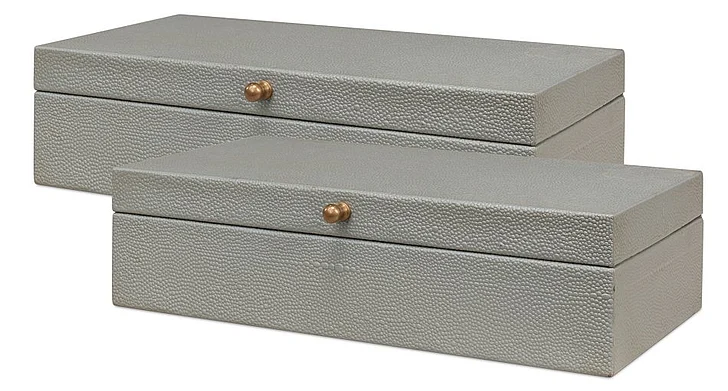 Sarreid Gatsburg Shagreen Box in Storm Grey 54078-2 (Set of 2)