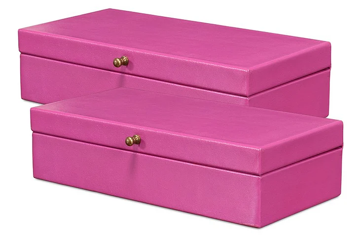 Sarreid Gatsburg Shagreen Box in Pink 54078-PINK (Set of 2)