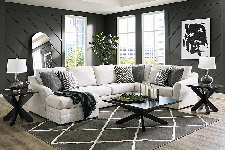 Koralynn 3-Piece Sectional with LAF Chaise in Stone