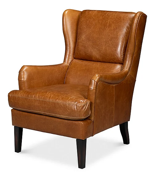 Sarreid Elite Wing Lounge Chair in Cuba Brown 54119