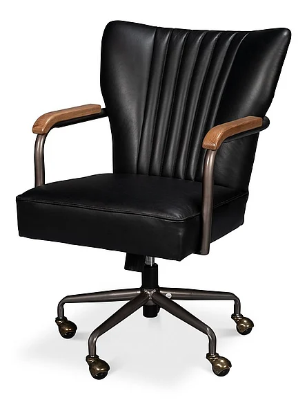 Sarreid Brooks Swivel Chair in Onyx Black 54123 CLOSEOUT