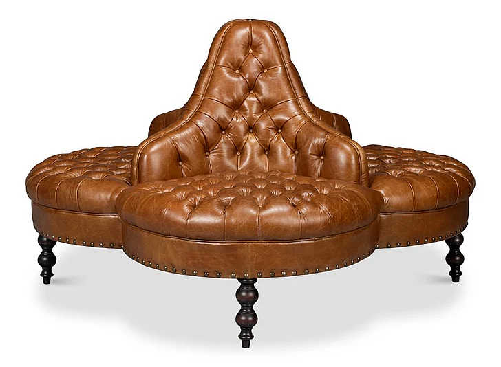 Sarreid Lobby Sofa in Cuba Brown 54124