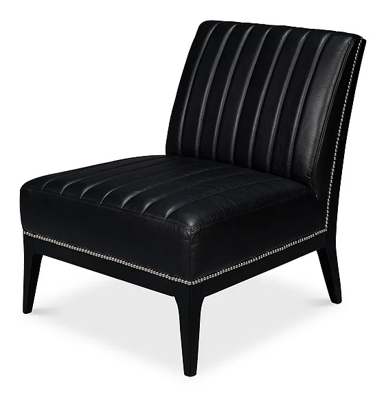 Sarreid Agave Slipper Chair in Onyx Black 54158 CLOSEOUT
