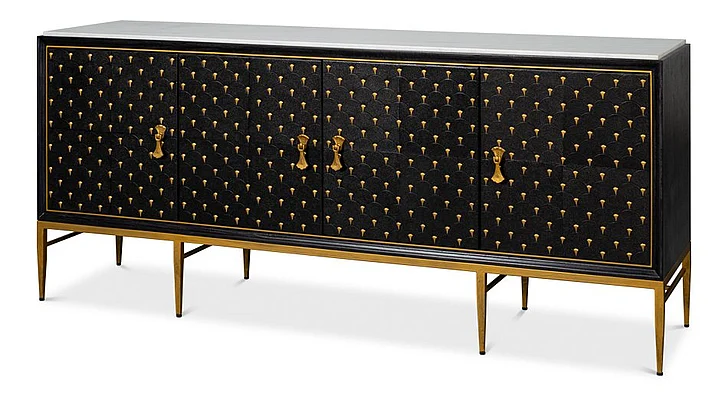 Sarreid Palisade Shagreen Credenza in Black 54169