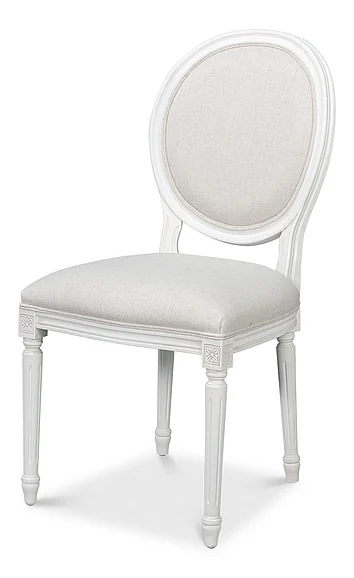 Sarreid Hugo Oval Side Chair in Cream and Cortina 54174 (Set of 2)