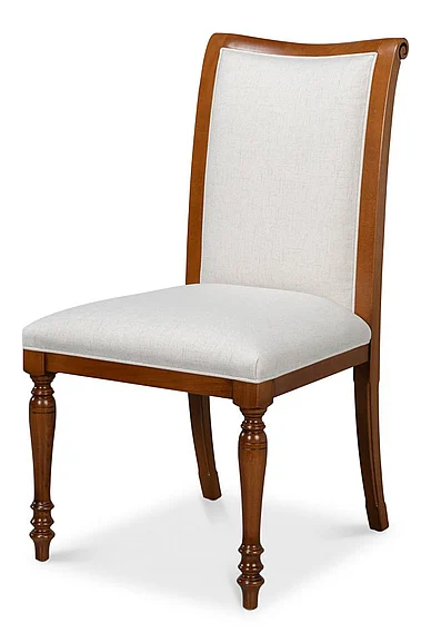 Sarreid Polk Side Chair in Cream and Walnut 54180 (Set of 2) CLOSEOUT