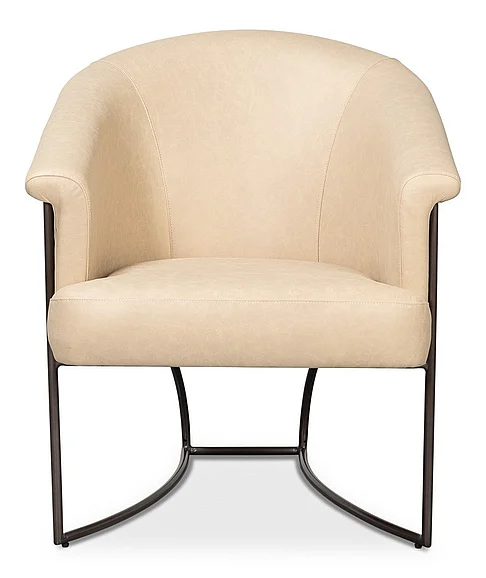 Sarreid Ltd. Nagel Distilled Leather Chair in White 54188 CLOSEOUT