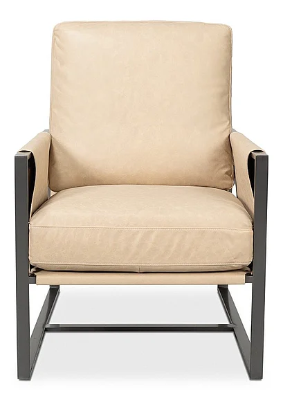 Sarreid Ltd. Edmonds Distilled Leather Chair in White 54192 CLOSEOUT