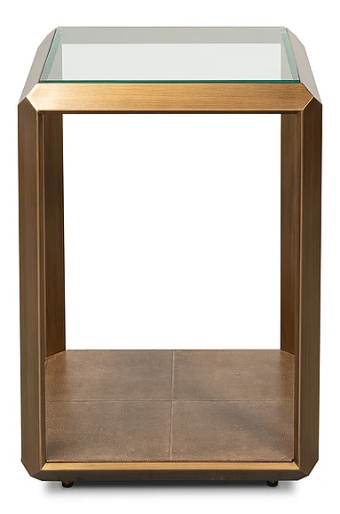 Sarreid Gilbert Shagreen Side Table in Tawny Brown 54257-35
