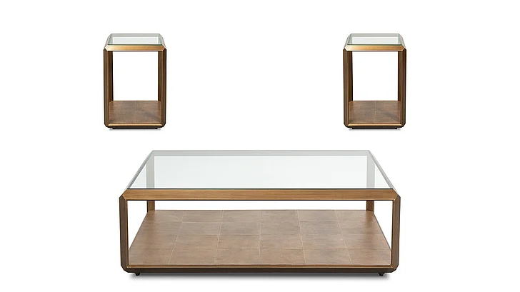 Sarreid Gilbert 3-Piece Occasional Table Set in Tawny Brown