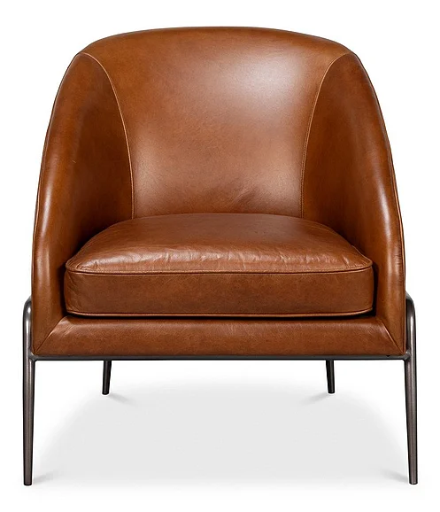 Sarreid Ltd. Simmons Leather Chair in Havana Brown 54260 CLOSEOUT