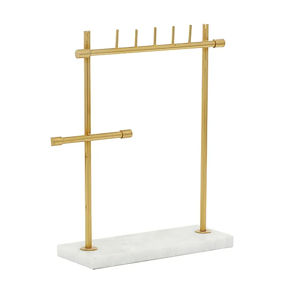 UMA Gold Marble Jewelry Stand with Rectangular Base, 12" x 4" x 13" | 54280