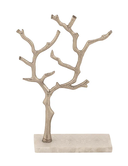 UMA Silver Marble Tree Jewelry Stand with Rectangular Base, 9" x 3" x 13" | 54284