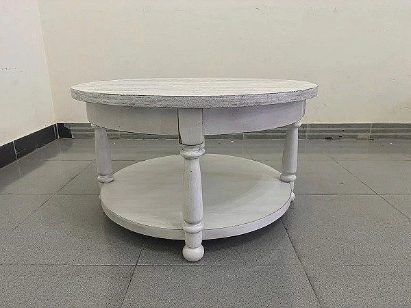 Riverside Winston Round Cocktail Table in Aged Cotton 54301