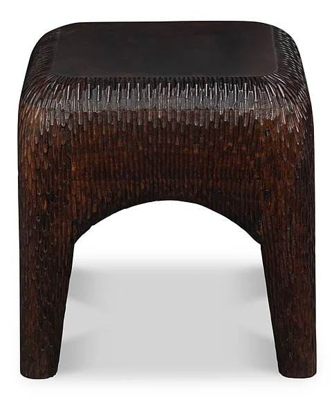 Sarreid Molten Carved Side Table in Brown 54341