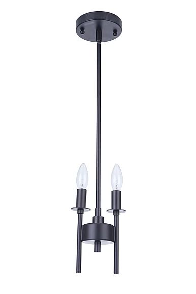 Craftmade Larrson 2 Light Mini Pendant in Flat Black 54392-FB CLOSEOUT