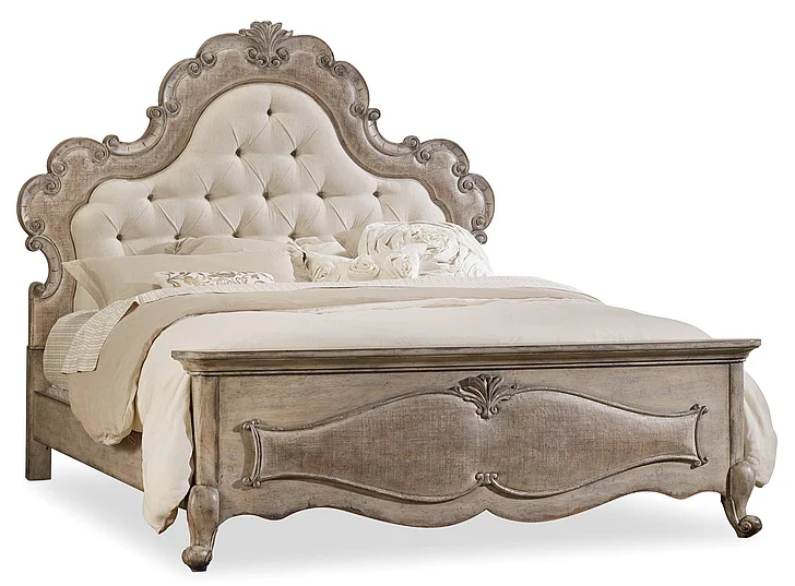 Hooker Furniture Chatelet Queen Upholstered Panel Bed in Light Wood 5450-90850