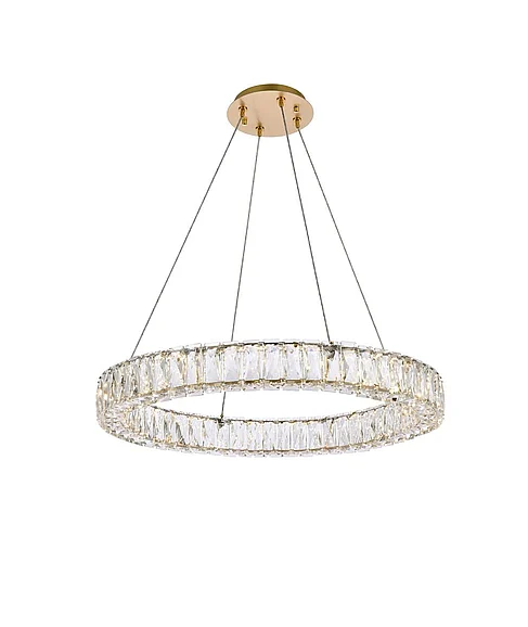 Elegant Monroe 26 In. Led Round Single Pendant in Gold 3503D26G