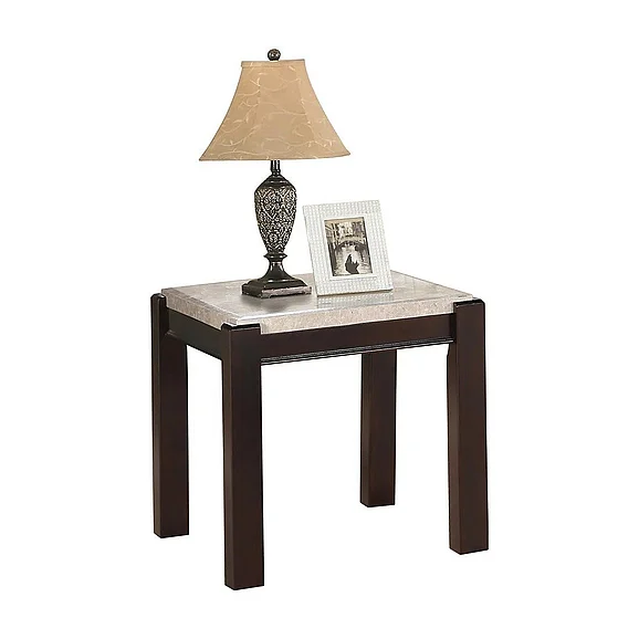 Homelegance Festus End Table, Marble Top in Dark Cherry 5466-04