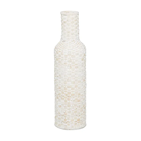 UMA Bamboo Wood Tall Woven Floor Decorative Vase in White 54688