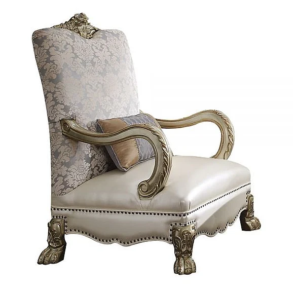 Acme Furniture Dresden II Chair in Pearl PU & Gold Patina 54877