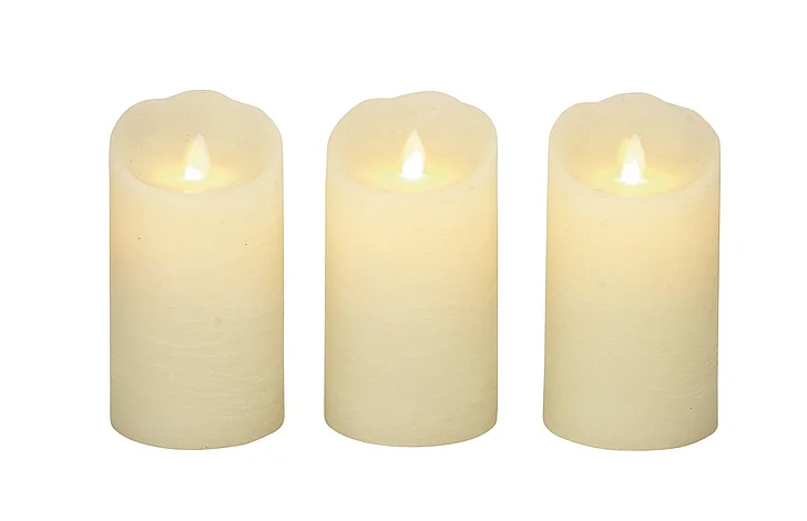 UMA Beige Wax Indoor Outdoor Flameless Candle with Remote Control, Set of 3 3W, 6H | 54886