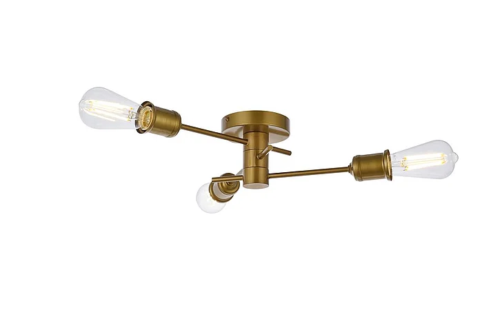 Elegant Xavier 3 Lights Flush Mount in Brass LD7049F18BR