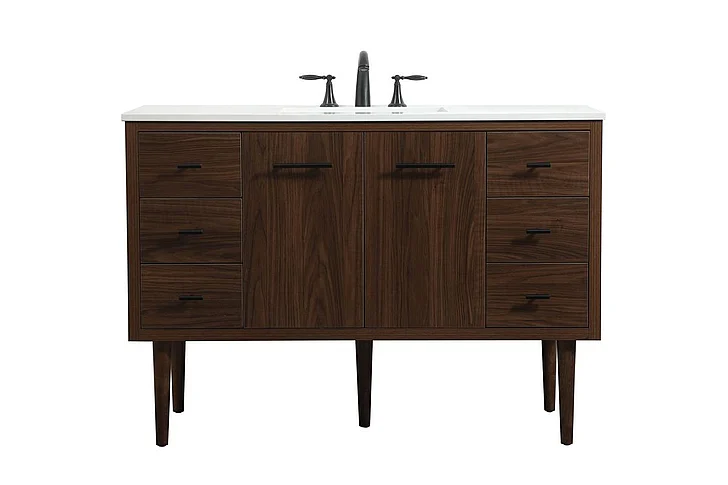 Elegant 48 In. Single Bathroom Vanity in Walnut VF48048MWT CLOSEOUT