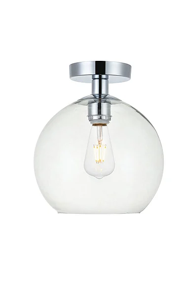 Elegant Baxter 1 Light Chrome Flush Mount with Clear Glass LD2210C