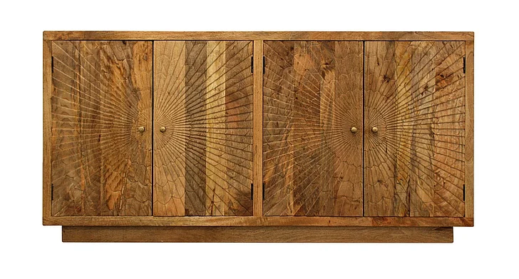 Moti Furniture Sunbright Hand-carved 4 Door Sideboard in Natural 55009003