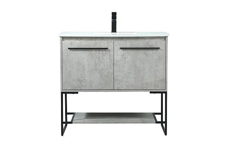 Elegant 36 In. Single Bathroom Vanity in Concrete Grey VF42536MCG CLOSEOUT