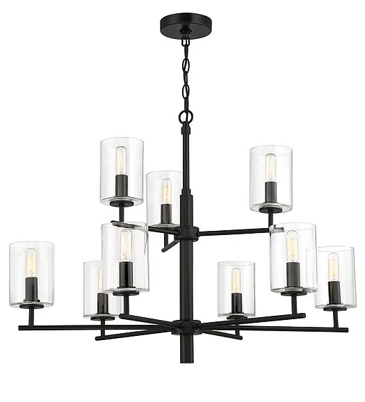 Craftmade Hailie 9 Light Chandelier in Flat Black 55629-FB