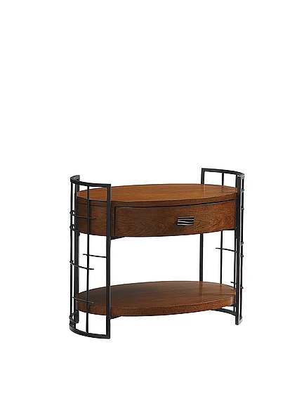 Tommy Bahama Home Island Fusion Sendai High/Low Nightstand in Dark Walnut 556-623