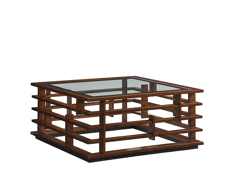Tommy Bahama Home Island Fusion Nobu Square Cocktail Table in Dark Walnut 556-943