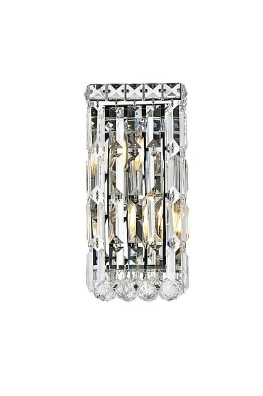 Elegant Maxime 2 Light Chrome Wall Sconce Clear Royal Cut Crystal V2032W6C/RC