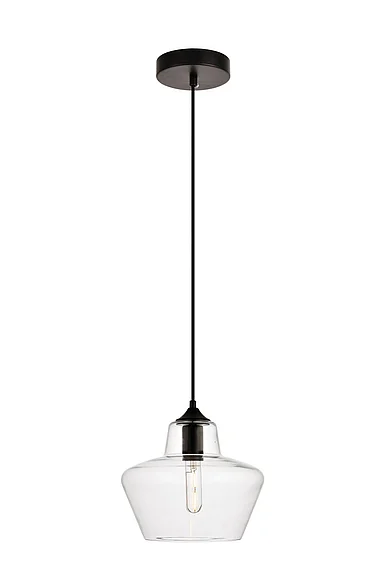Elegant Placido Collection Pendant D9.8 H9.3 LT:1 Black and Clear Finish LDPD2118