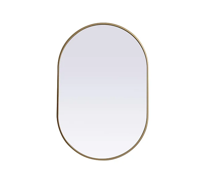 Elegant Metal Frame Oval Mirror 24X36 In. in Brass MR2A2436BRS