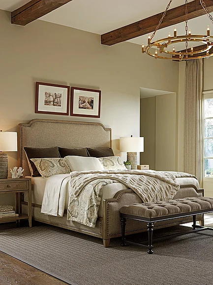 Tommy Bahama Home Cypress Point 4pc Stone Harbour Upholstered Bedroom Set